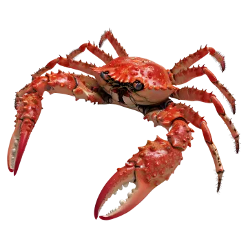 a red crab on a white background