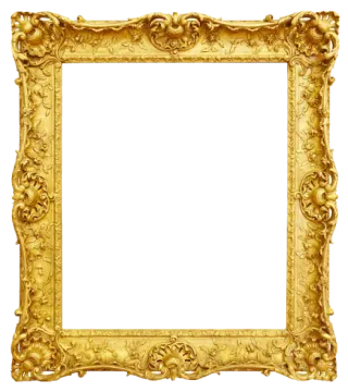 a gold frame on a white background