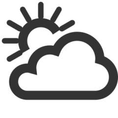 a black and white image of a sun and cloud