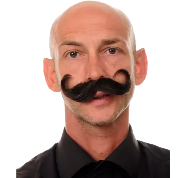 a man with a mustache on his face
