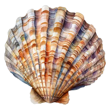 a watercolor painting of a seashell