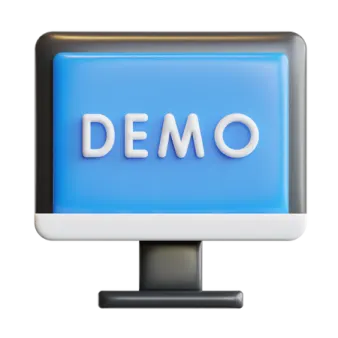 a computer screen with the word demo on it
