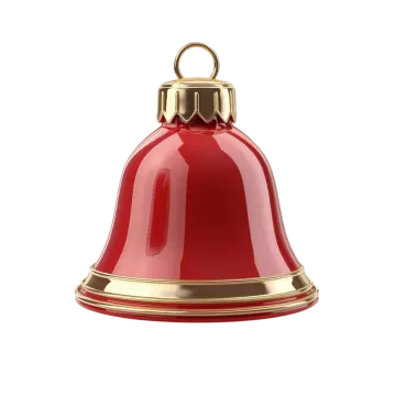 a red bell on a white background