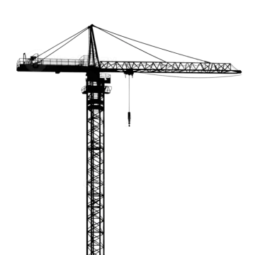 a black and white silhouette of a crane