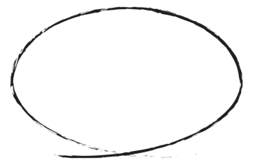 a circle drawn in black ink on white paper