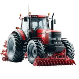 a red tractor on a white background