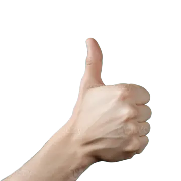 a person's hand giving a thumbs gesture