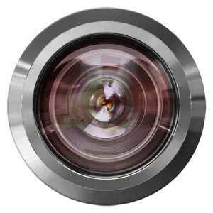 a camera lens on a white background