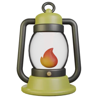 a lantern with a flame in it
