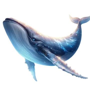 a whale in the ocean with stars on its back