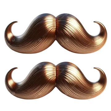 two gold mustaches on a white background