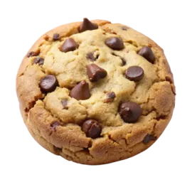 a chocolate chip cookie on a white background