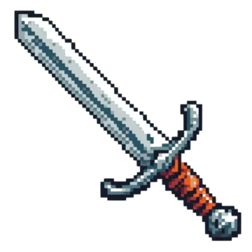 a pixel style sword with a red handle