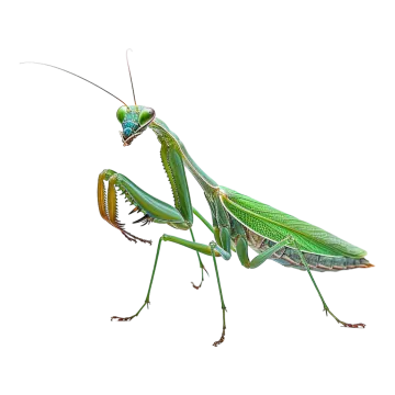 a praying mantis on a white background