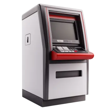 an atm machine on a white background