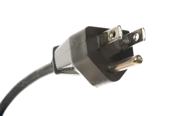 a black power cord with a white background