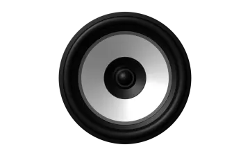 a black speaker on a white background