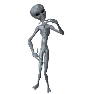 an alien standing on a white background