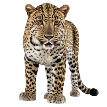 a leopard in front of a white background
