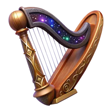 a harp with stars in the background