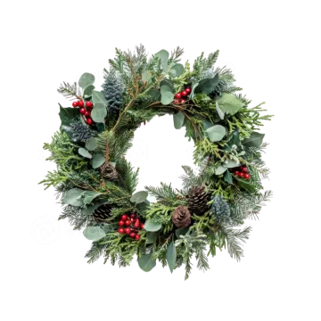 a christmas wreath on a white background