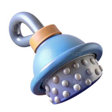 an image of a blue and white shower head
