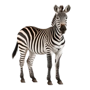 a zebra standing up against a white background