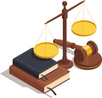 a judge's gavette with a book and scales