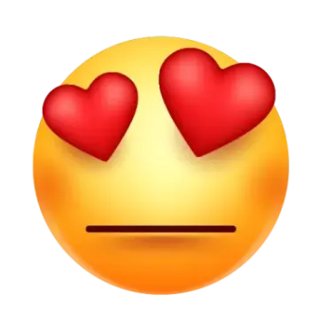 a smiley face with two hearts on it