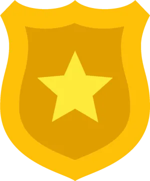 a yellow shield with a star on it