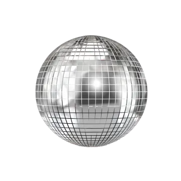 a silver disco ball on a white background