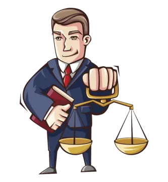 a man in a suit and tie holding a scale of justice