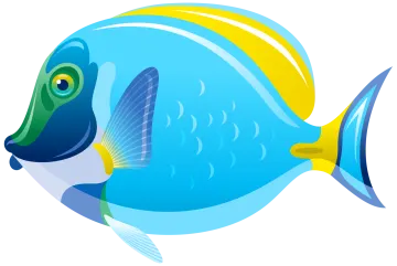 a blue fish on a white background