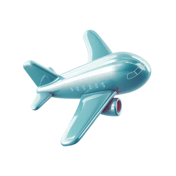 a blue and white airplane flying in the sky