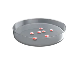 an image of two red pills in a metal tray