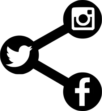 a black and white image of social icons