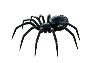 a large black spider on a white background