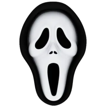 a black and white scream mask on a white background