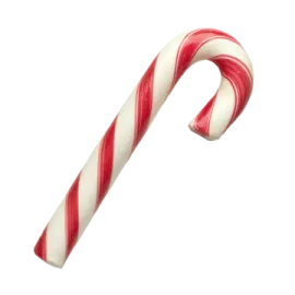 a red and white candy cane on a white background