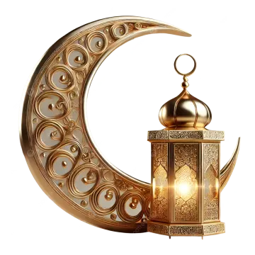 a golden crescent with a lantern in the middle