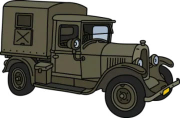 an old truck with a trailer on it