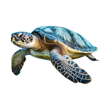 a green sea turtle on a white background