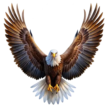 an eagle flying with its wings spread out