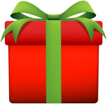 a red gift box with green ribbon