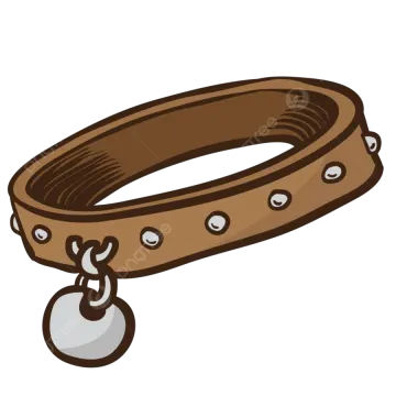 a brown dog collar with a ball on it