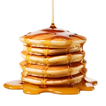 a stack of pancakes with syrup on top