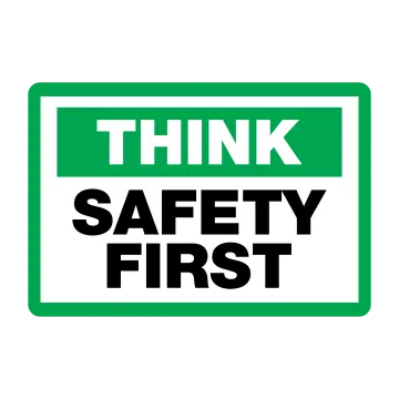 A green sign with the words think