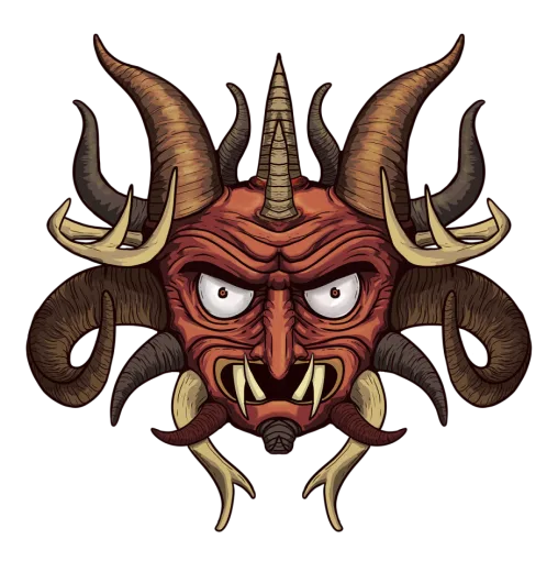 a demon mask with horns and horns