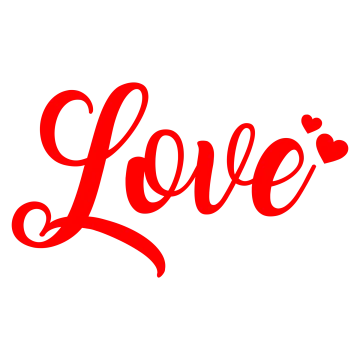 the word love written in red ink on a white background