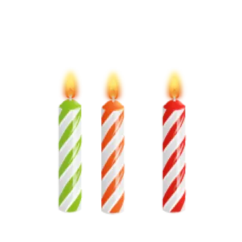 three candles on a white background